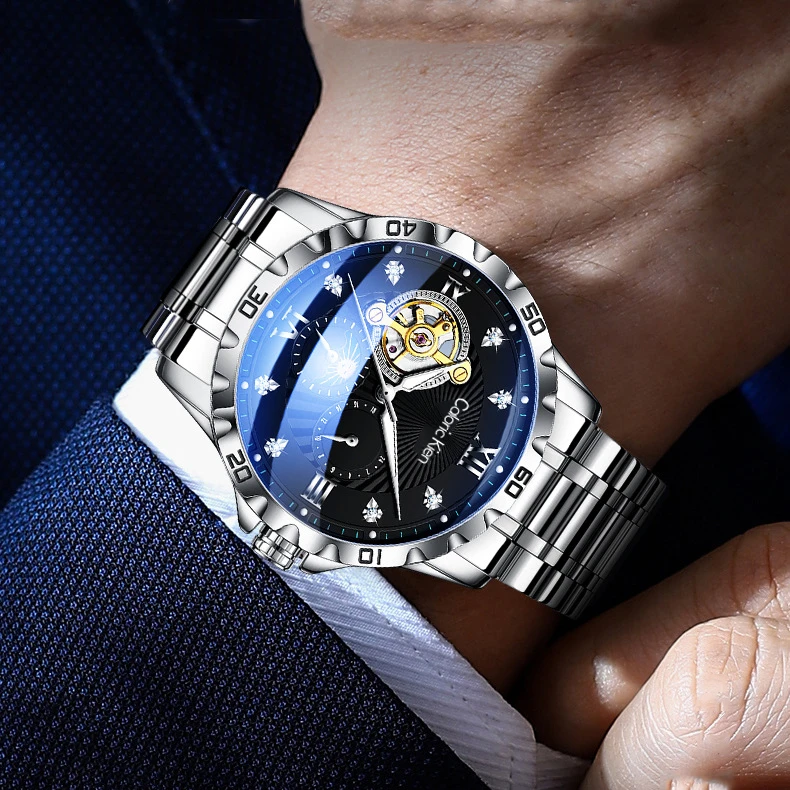 男士全自动镂空夜光防水多功能新款时尚潮流机械腕表A手表机械表