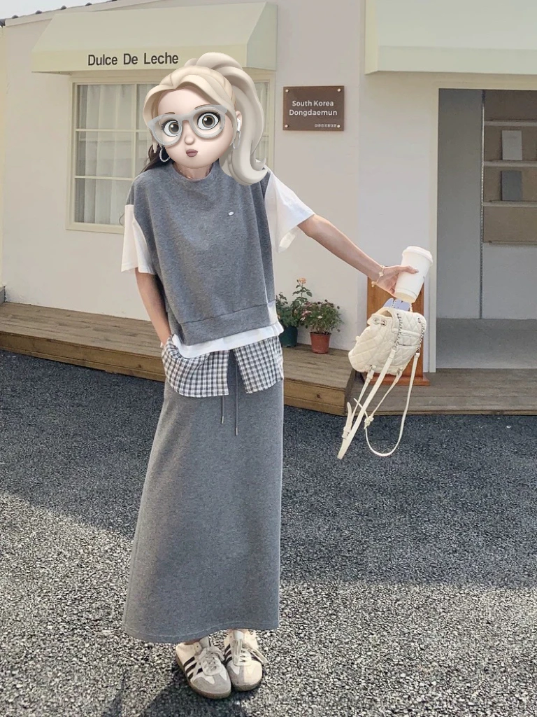 孙优秀推荐运动套装拼接假两件爆款套装