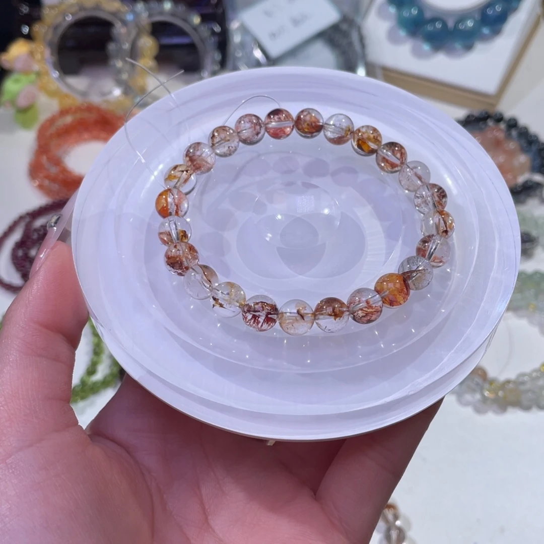 未镶嵌手链水晶玻璃体满矿锦鲤胶花8mm