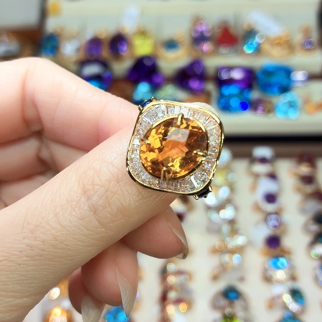 戒指水晶银S925镶嵌