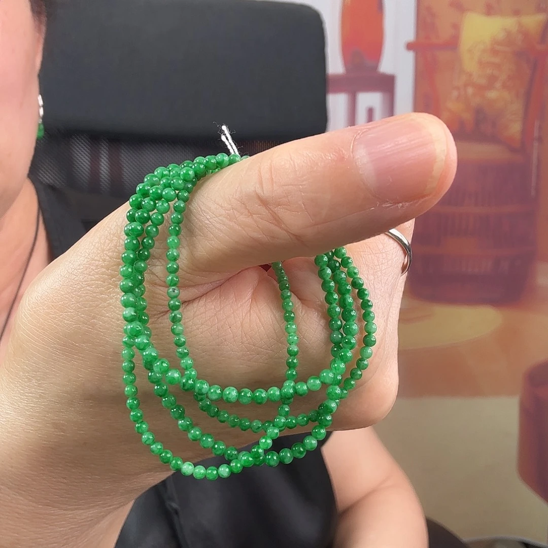 翡翠未镶嵌项链小米珠