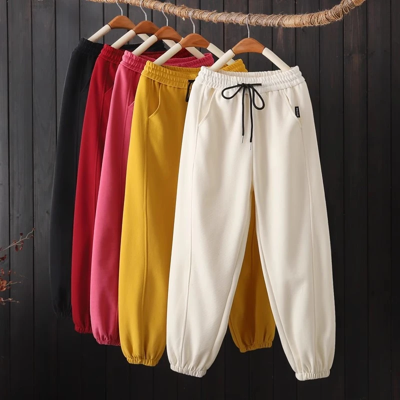 百搭小个子刺绣休闲裤女2025春季新款韩版宽松显瘦运动卫裤长裤