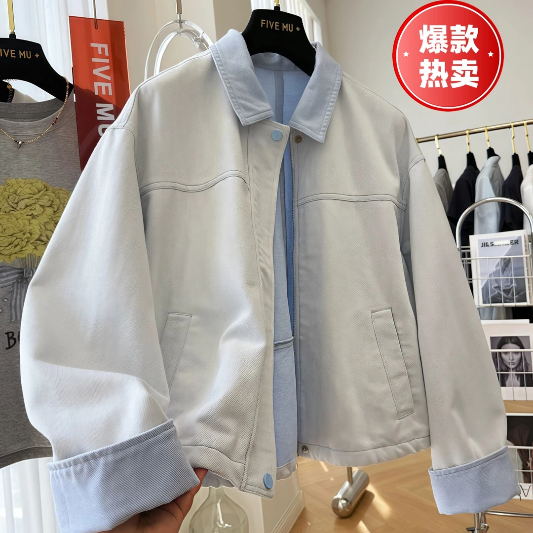 高级感超好看韩系休闲牛仔外套女春秋出游独特漂亮翻领夹克上衣潮