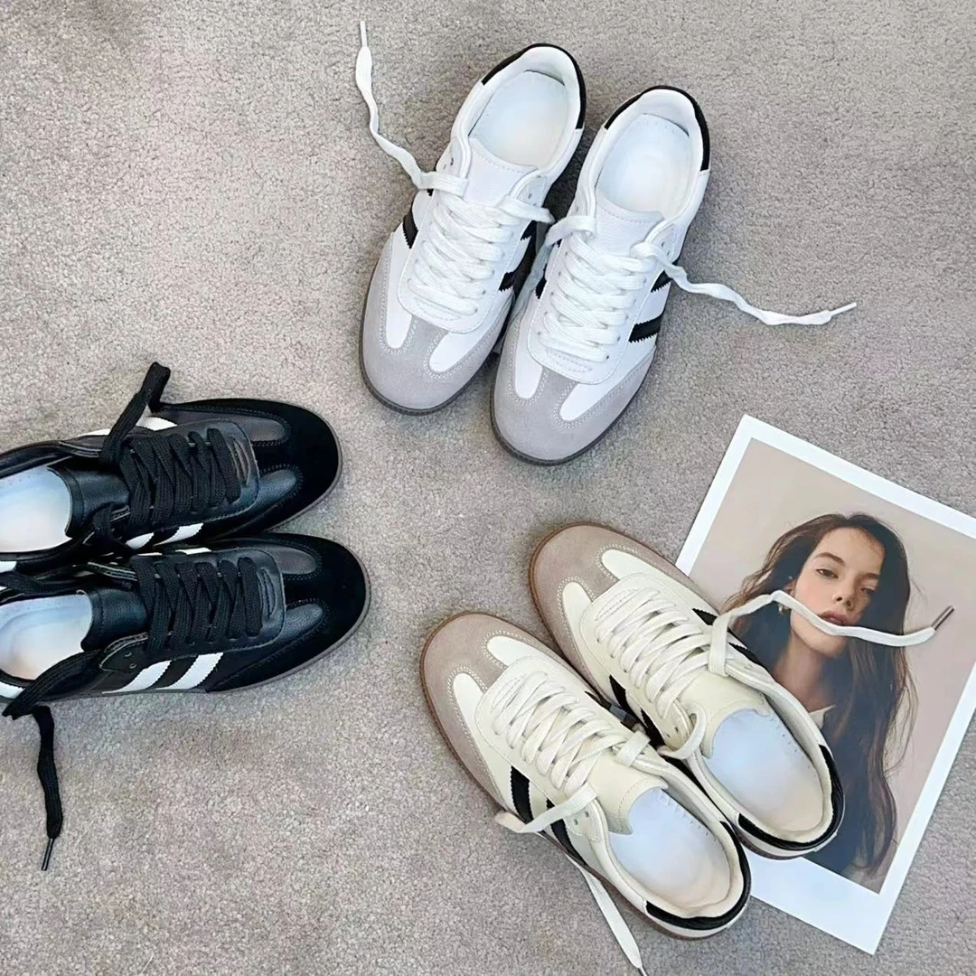 头层牛皮 经典德训鞋 百搭休闲女款平底板鞋