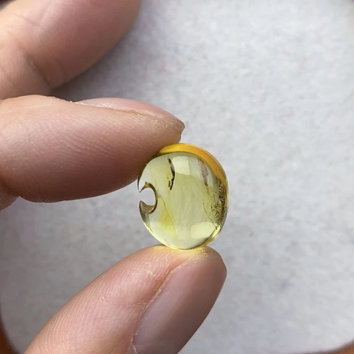 琥珀未镶嵌裸石微瑕花粉卡14➕