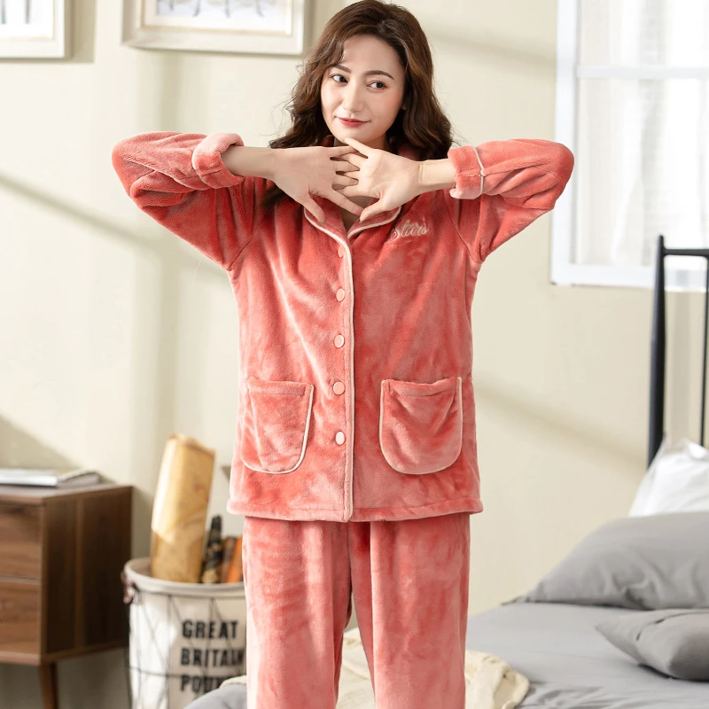 法兰绒睡衣2025 新款冬加绒女冬款女士秋冬 珊瑚绒冬季女款秋冬款