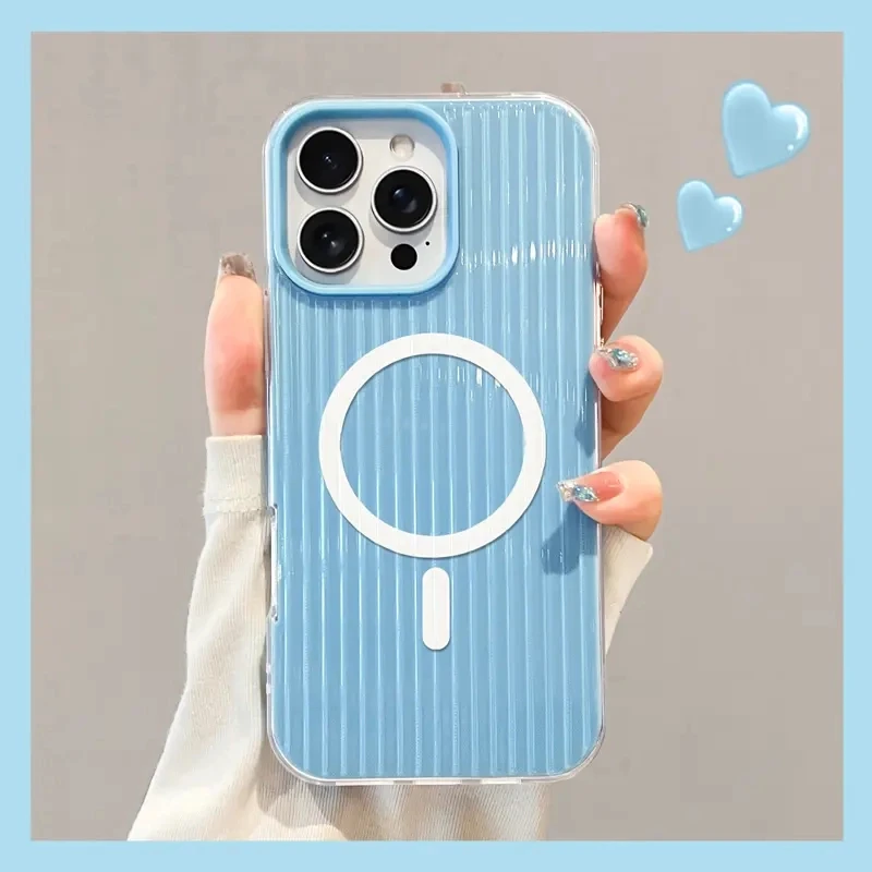 适用苹果16promax手机壳夏天多巴胺iphone15pro瓦楞磁吸14全包13