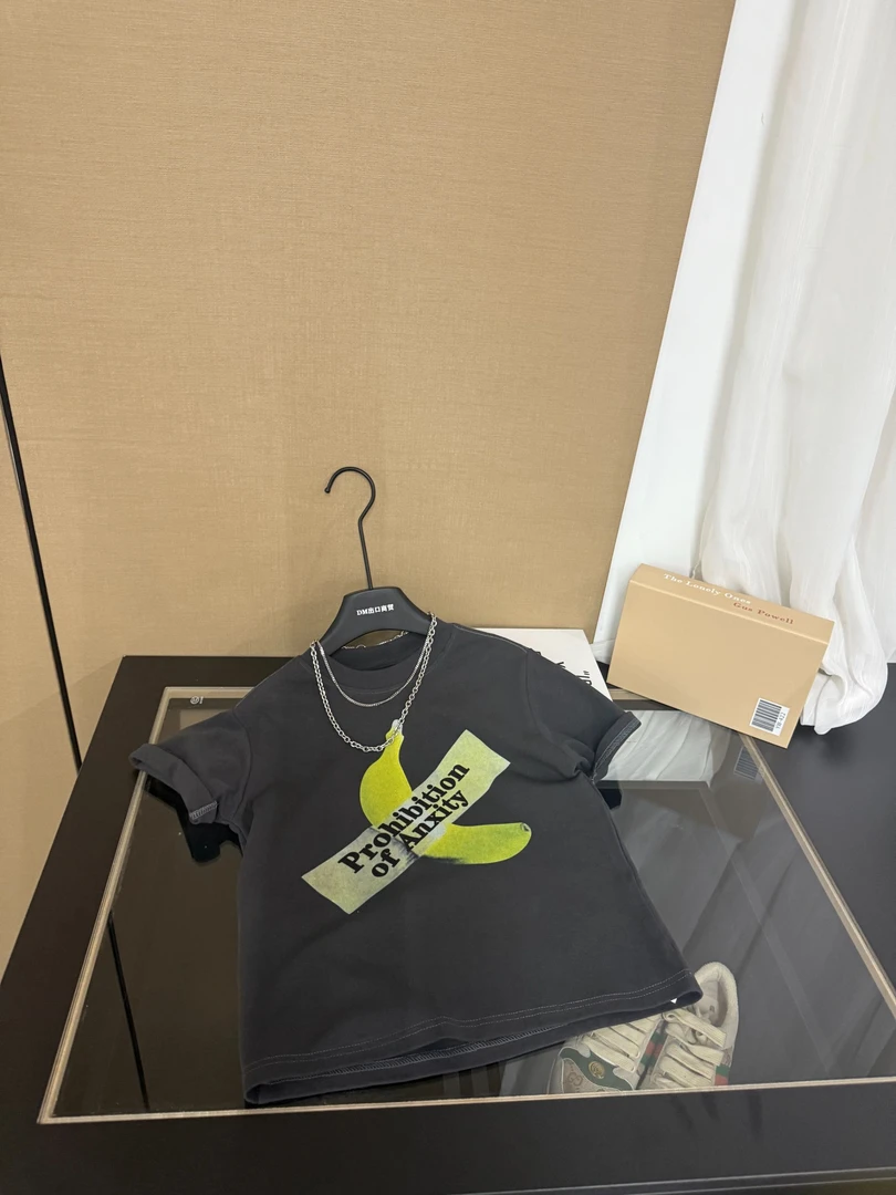 夏季潮牌水墨直喷香蕉休闲短袖夏季百搭男女儿童短袖T恤