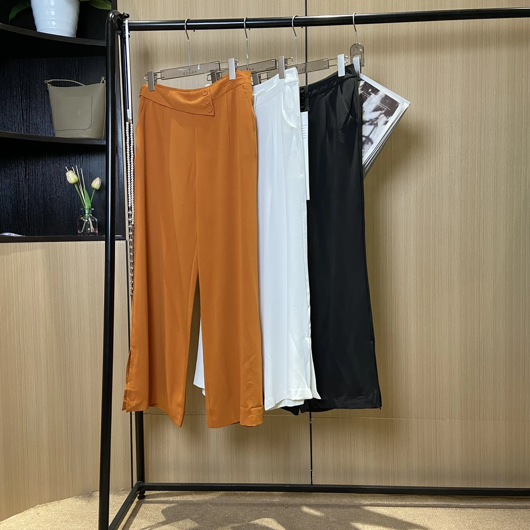 【燕子在南油】100裤长百搭简约薄款宽松直筒长裤时尚3577