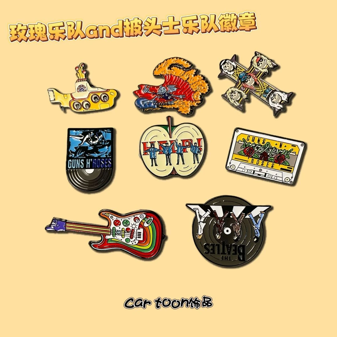 合金胸针 英国摇滚乐队金属徽章坡头士乐队枪花玫瑰乐对胸针怀旧