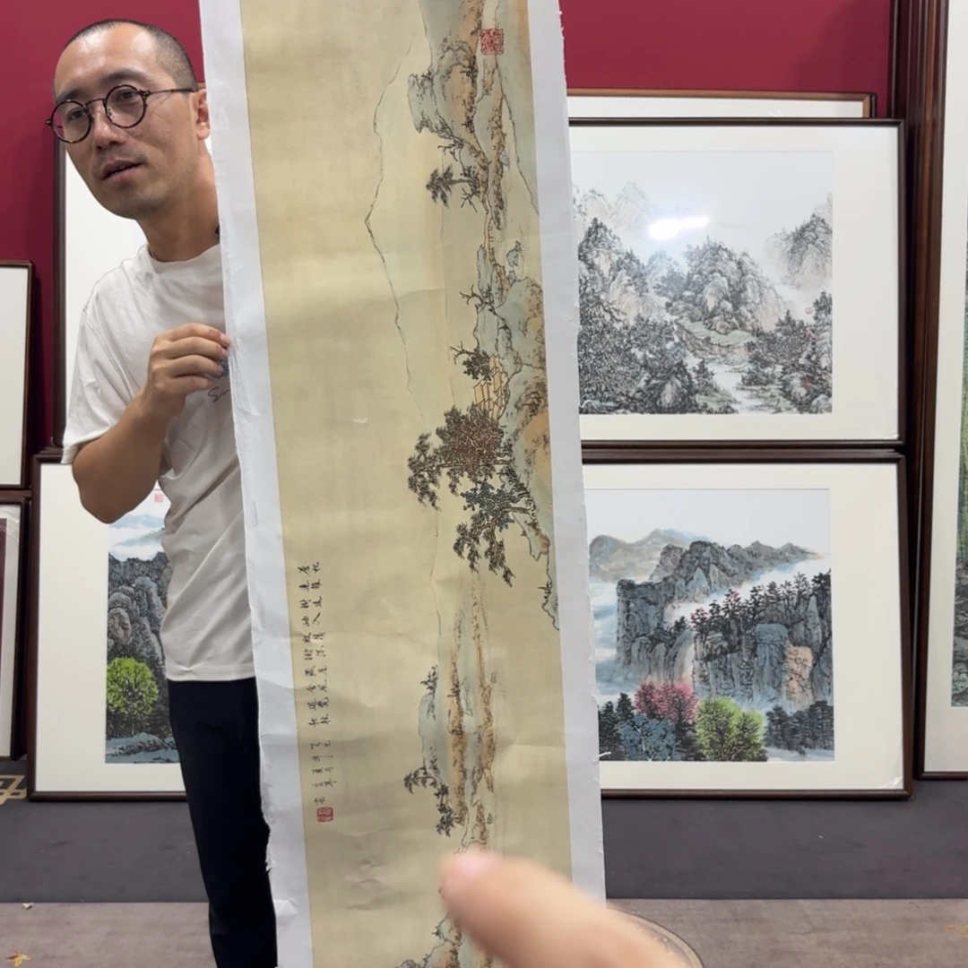 长***征国画带框160/45尺寸