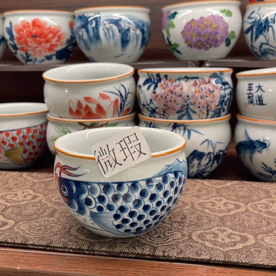 釉下手绘茶具微瑕