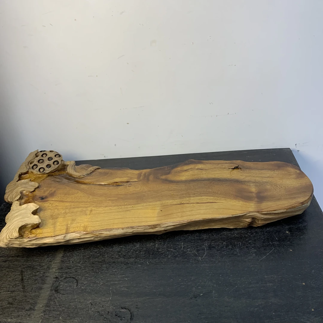 金丝楠木创艺摆件，莲蓬荷叶禅意复古装饰摆件，做工精细纯手工。