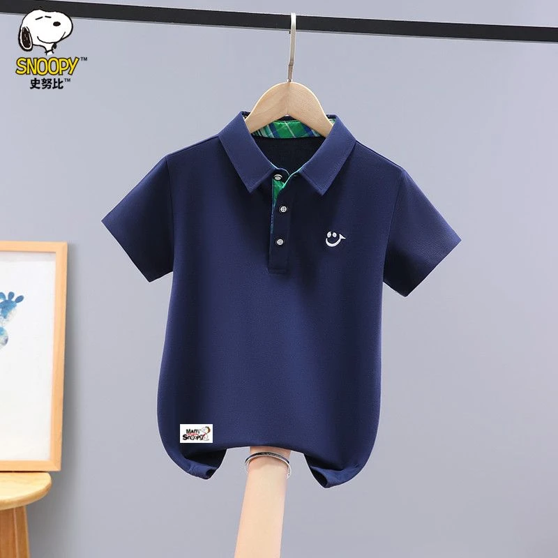 史努比男童纯棉短袖T恤夏季新款洋气中大童男孩翻领POLO衫上衣潮