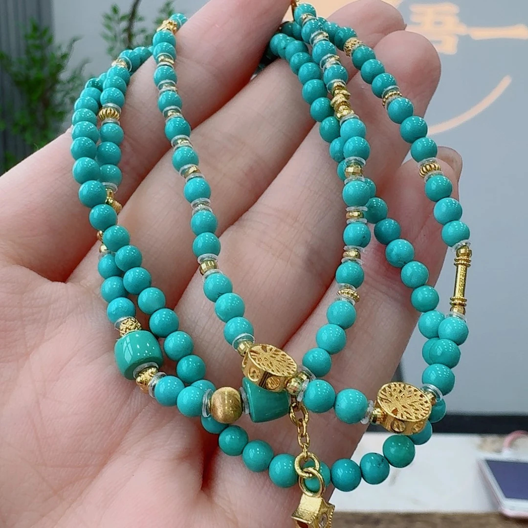 绿松石18K金镶嵌珠宝奇石