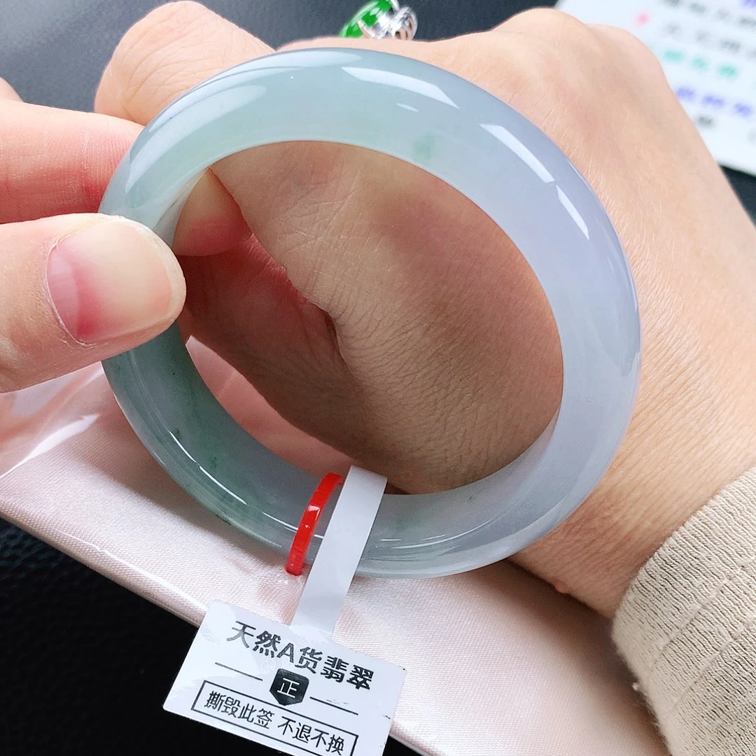 未镶嵌手镯翡翠51冰透绿花