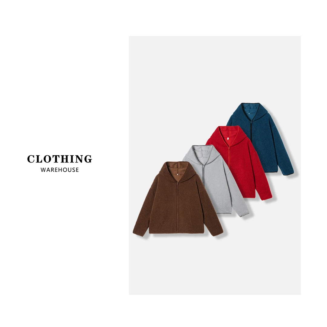 ypc基础百搭试衣间款！宽松休闲仿羊羔毛摇粒绒连帽拉链外套2023