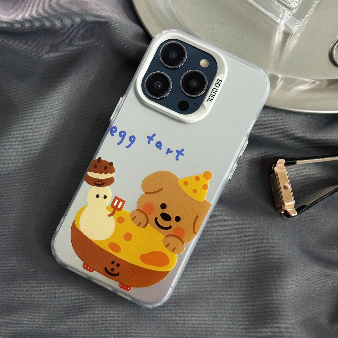 磨砂彩银适用苹果13保护套透明轻松熊手机壳软壳夏天清新小众创意