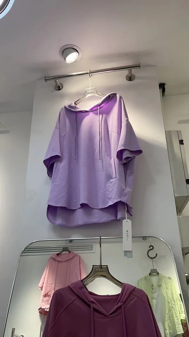 T恤设计感Oversize风时尚长袖女士五分袖连帽短袖