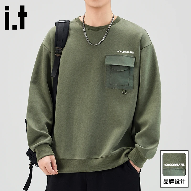 it :CHOCOOLATE春秋重磅圆领卫衣男美式潮牌复古宽松舒适长袖上衣