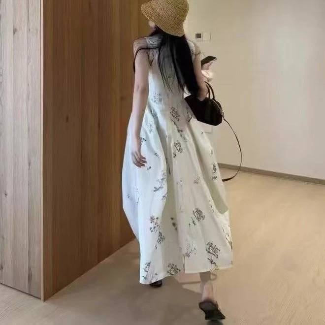 P&C studio 岁月静好花花白色连衣裙