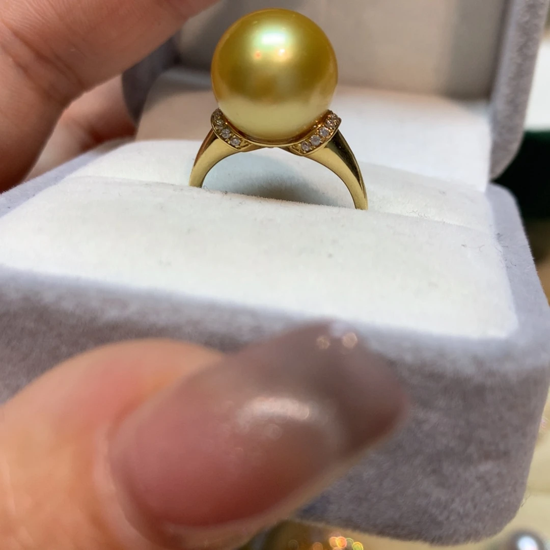 海水珍珠戒指18K金镶嵌