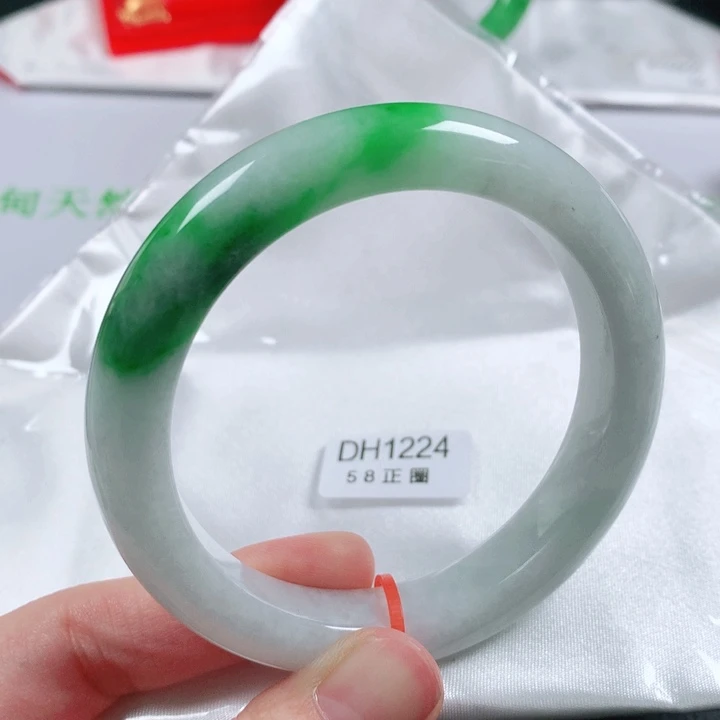 未镶嵌手镯翡翠缅甸天然A货翡翠手镯DH1224圈口58
