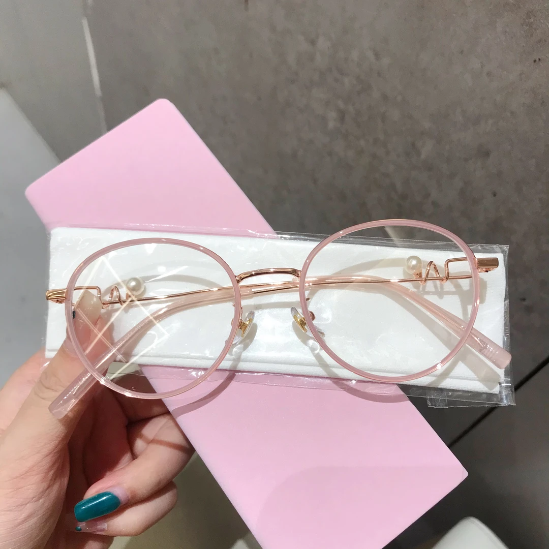 超轻粉色眼镜框女近视可配散光度数素颜神器椭圆形大框眼睛框镜架