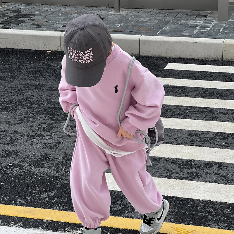 秋装儿童韩版时尚简约休闲运动风卫衣日常套装YY9264-CCCC