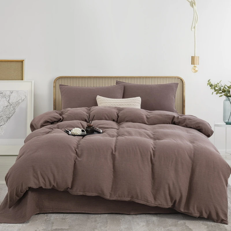 良品绘【千禧格】高品质全棉色织四件套松弛感高级感加厚纯棉日式风