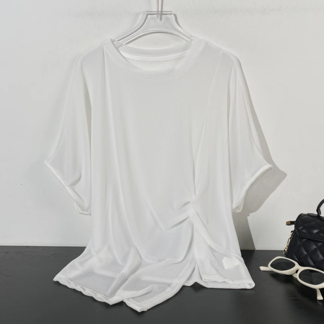 小韩日记【爱尔兰】短袖T恤时尚休闲夏季开叉不规则圆领简约L5689