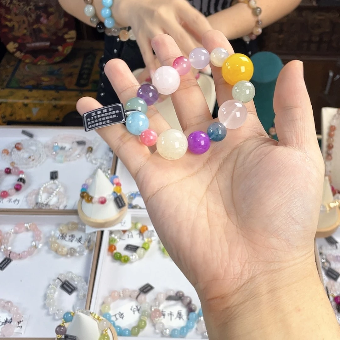 水晶手链银S925镀金镶嵌