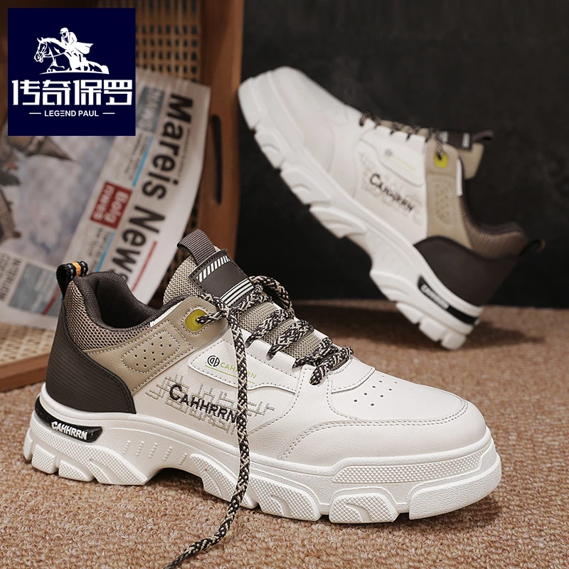 传奇保罗男鞋鞋百搭系带夏季防滑防水透气马丁靴男士潮流休闲潮鞋