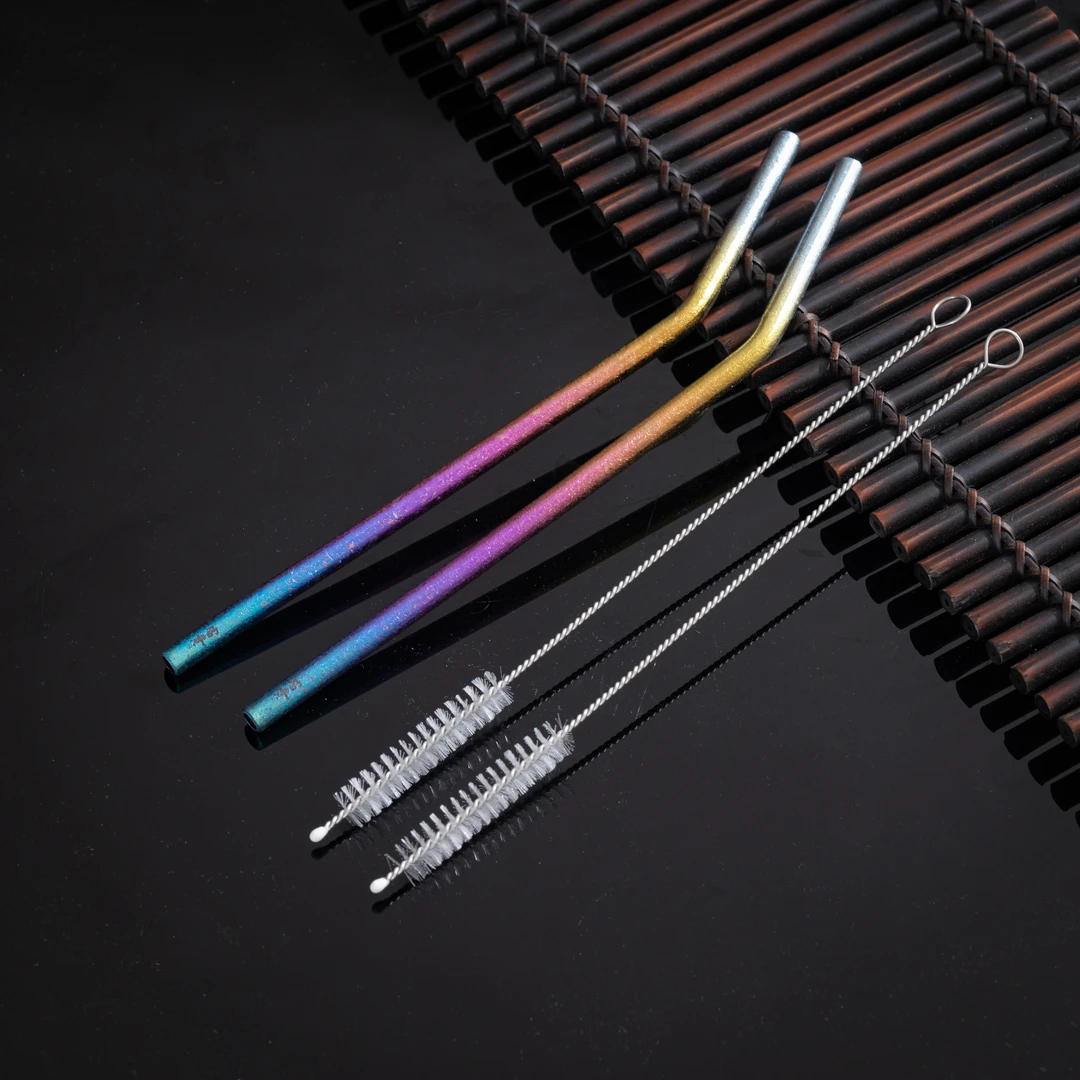 茶周边-钛 7mm弯头彩钛吸管（炫彩，送吸管刷）TYD010