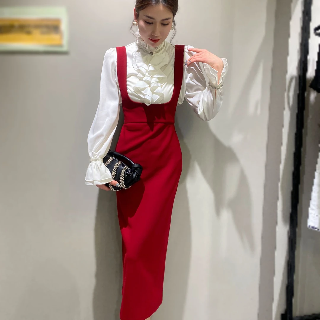 【俊英】简约感高级显瘦直筒半身裙女2025春季新款侧开叉中长裙