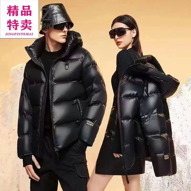 冬季黑金休闲加厚短款超棉服男外套情侣连帽棉衣保暖宽松-秋冬