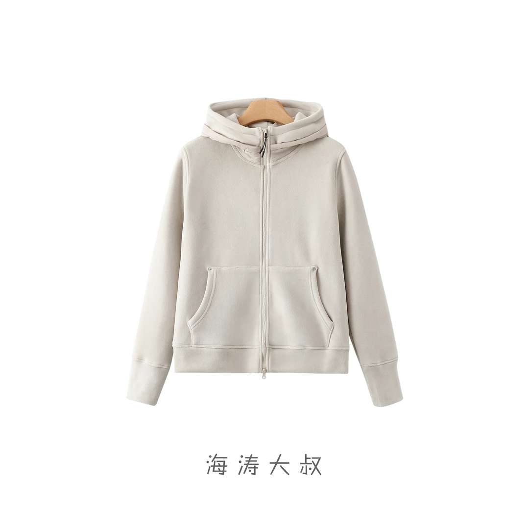 【海涛大叔】「沐光暖域」移动小火炉双层复合帽顺色绗棉加绒卫衣开衫