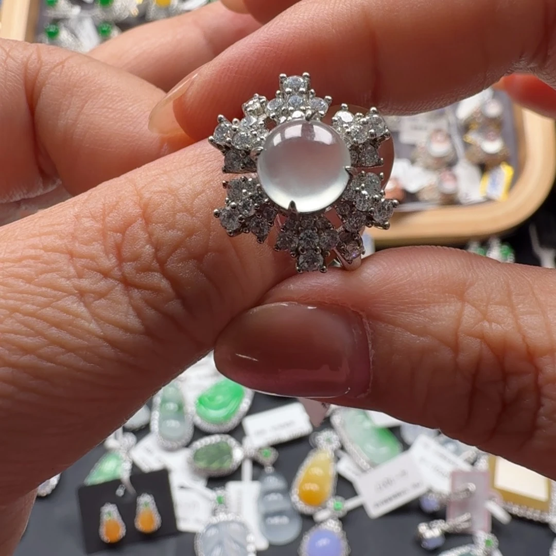 翡翠银S925镶嵌戒指126