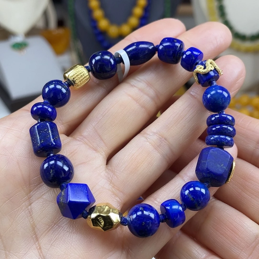 青金石银S925镶嵌手串