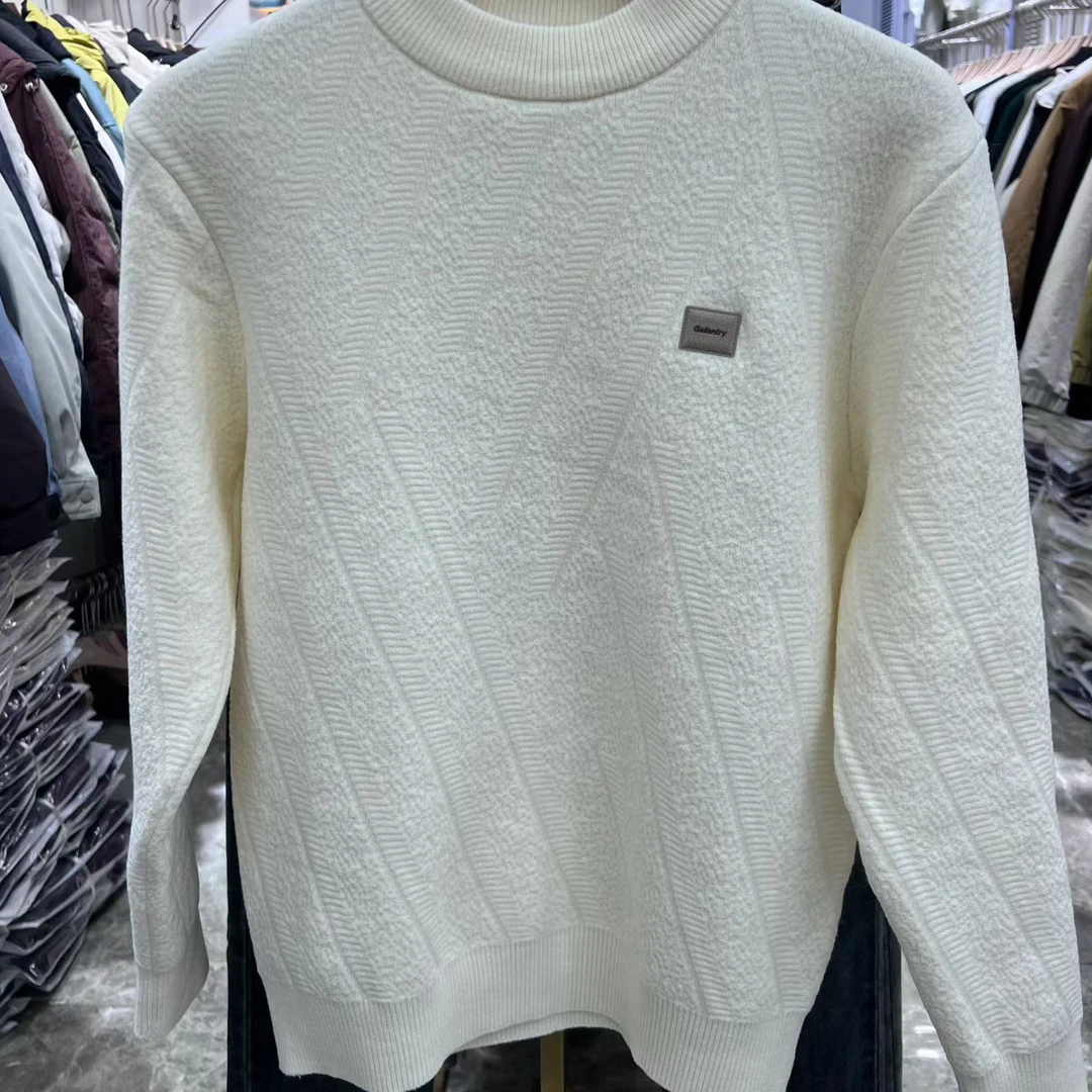 秋冬季加绒加厚保暖毛衣男士极简风休闲百搭针织衫潮流男打底衫