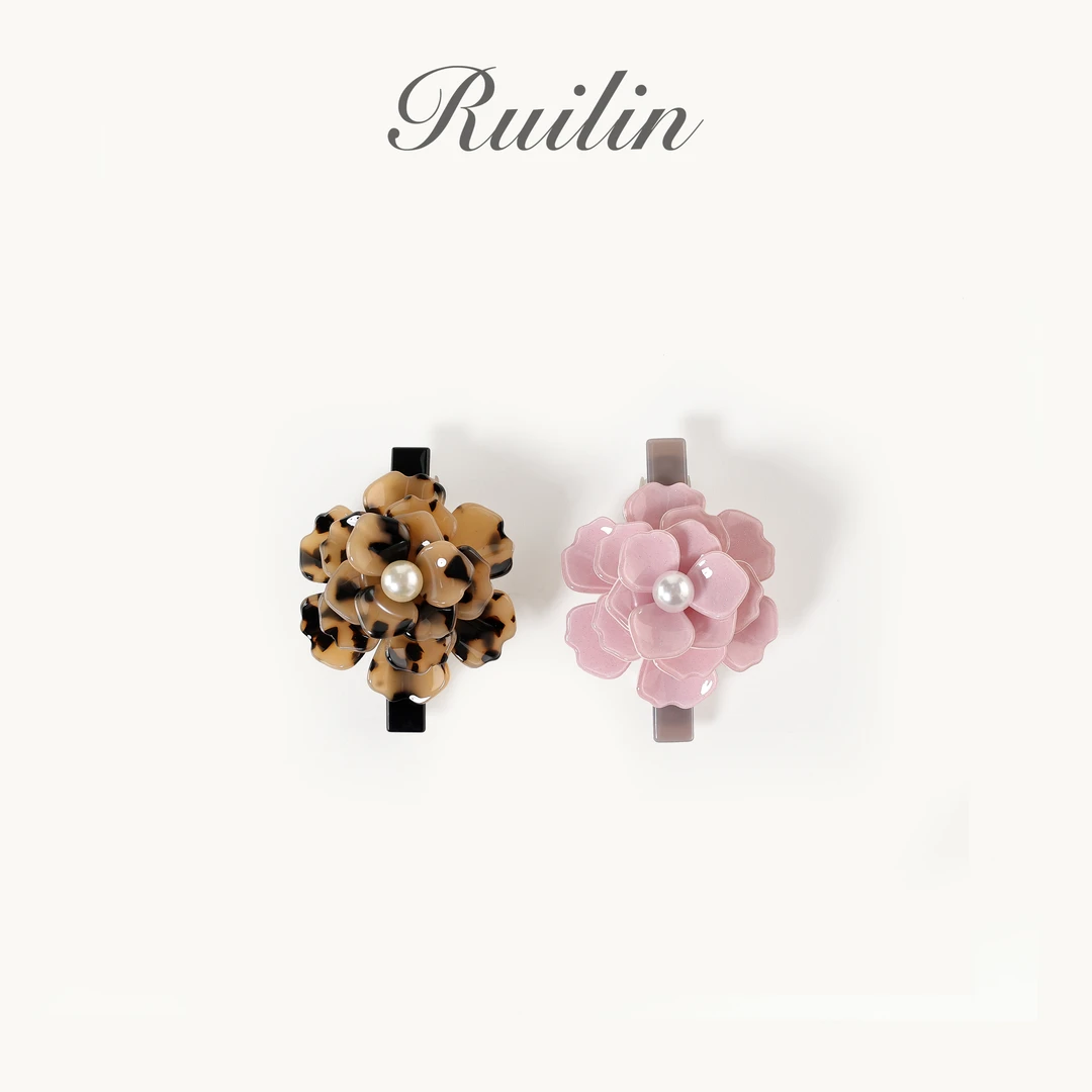 RUILIN【法式琥珀花】气质百搭复古优雅高级感醋酸发夹