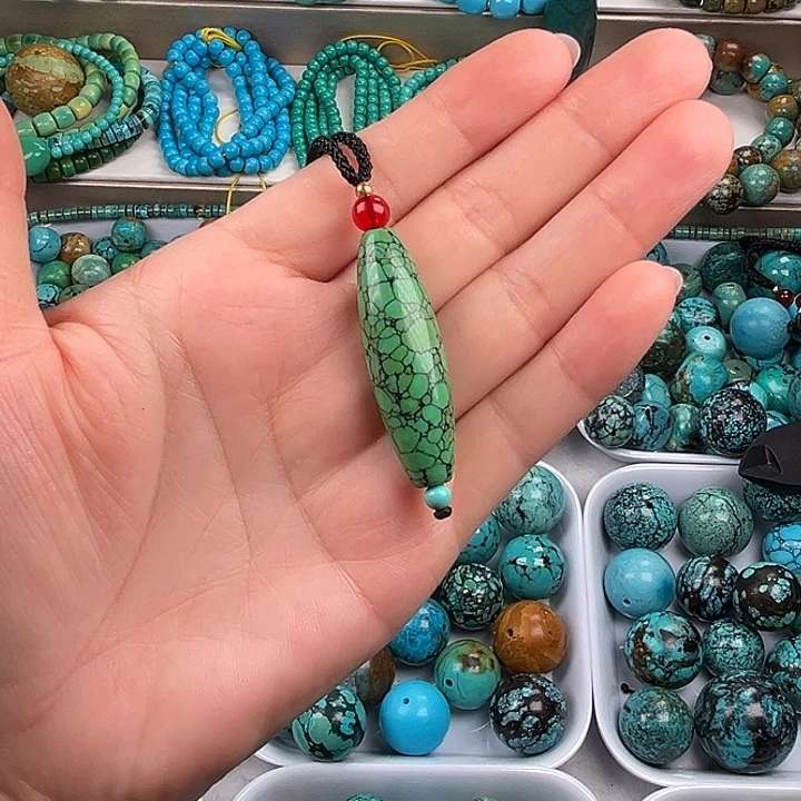 卡12绿网花同珠吊坠