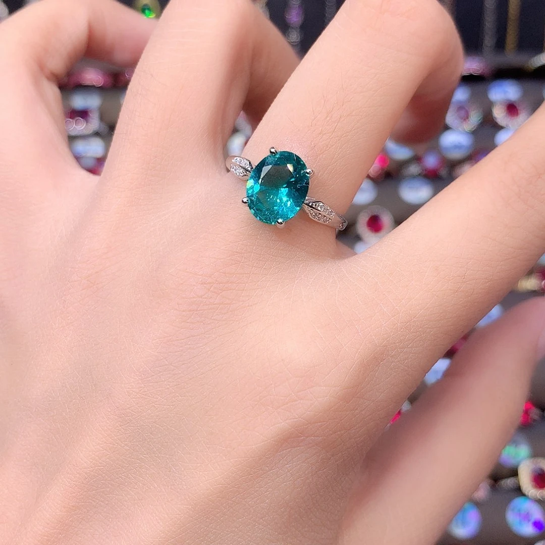 碧玺戒指银S925镶嵌白810