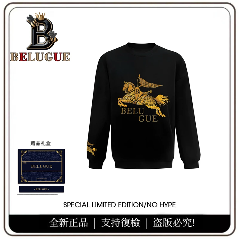 BELUGUE 【骑士战马】轻奢定制刺绣男女同款卫衣 BE007