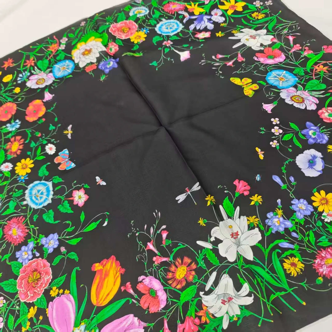 70 6D双乔纱巾-花圃街景 65cm丝巾