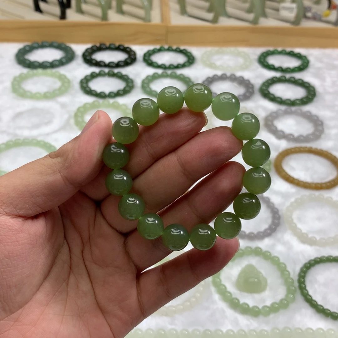 未镶嵌手链和田玉（冰湖水绿12）