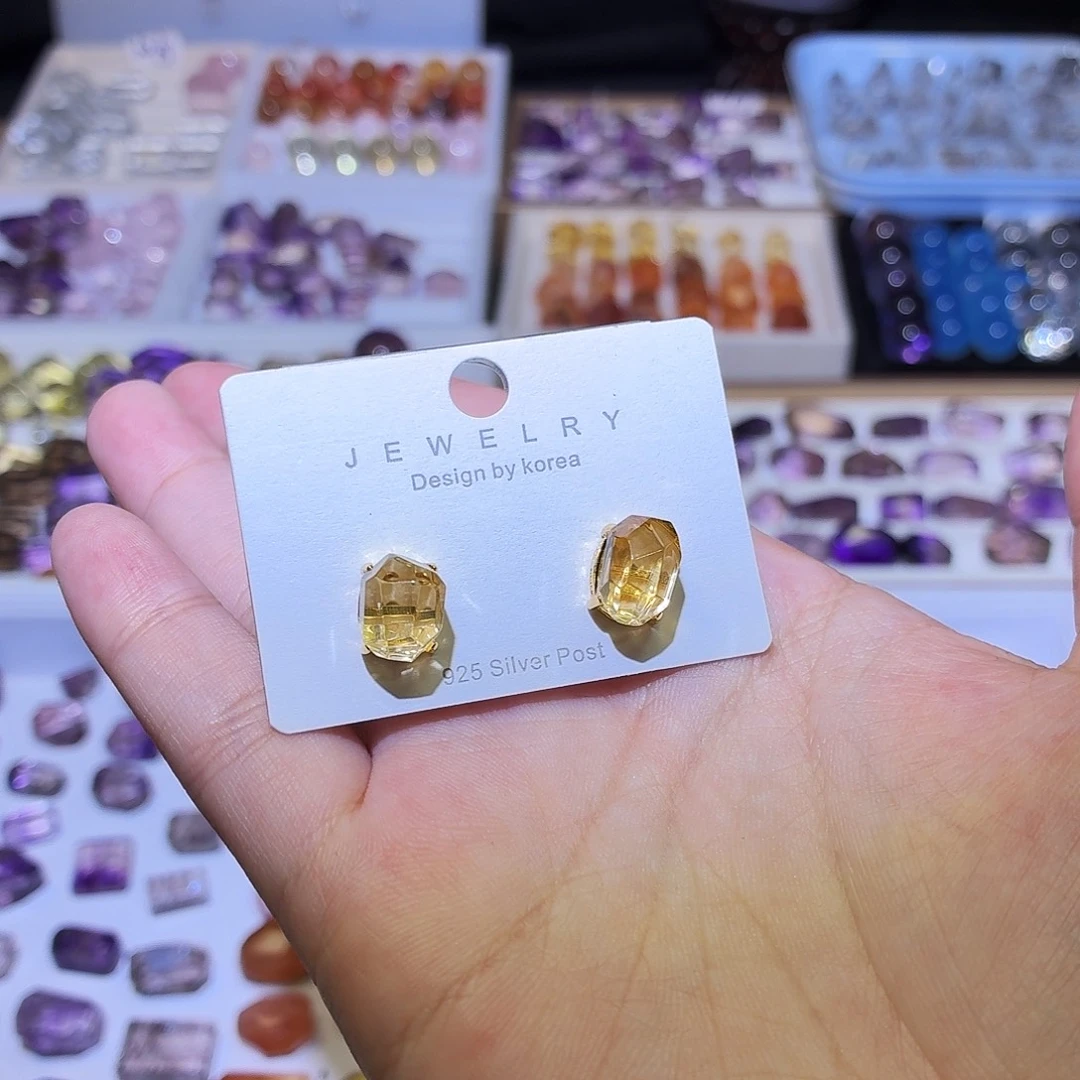 水晶吊坠(不含链)未镶嵌黄水 成品 耳钉