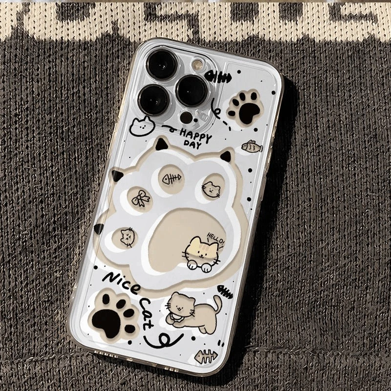 镂空猫爪适用苹果15PROMAX手机壳iPhone14高级感12软13防摔16创意