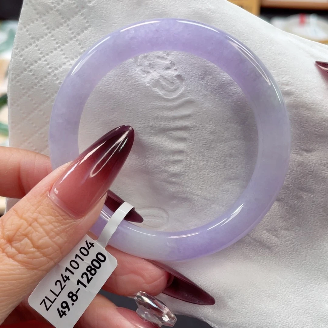 未镶嵌手镯翡翠35号49.8粉春细圆条