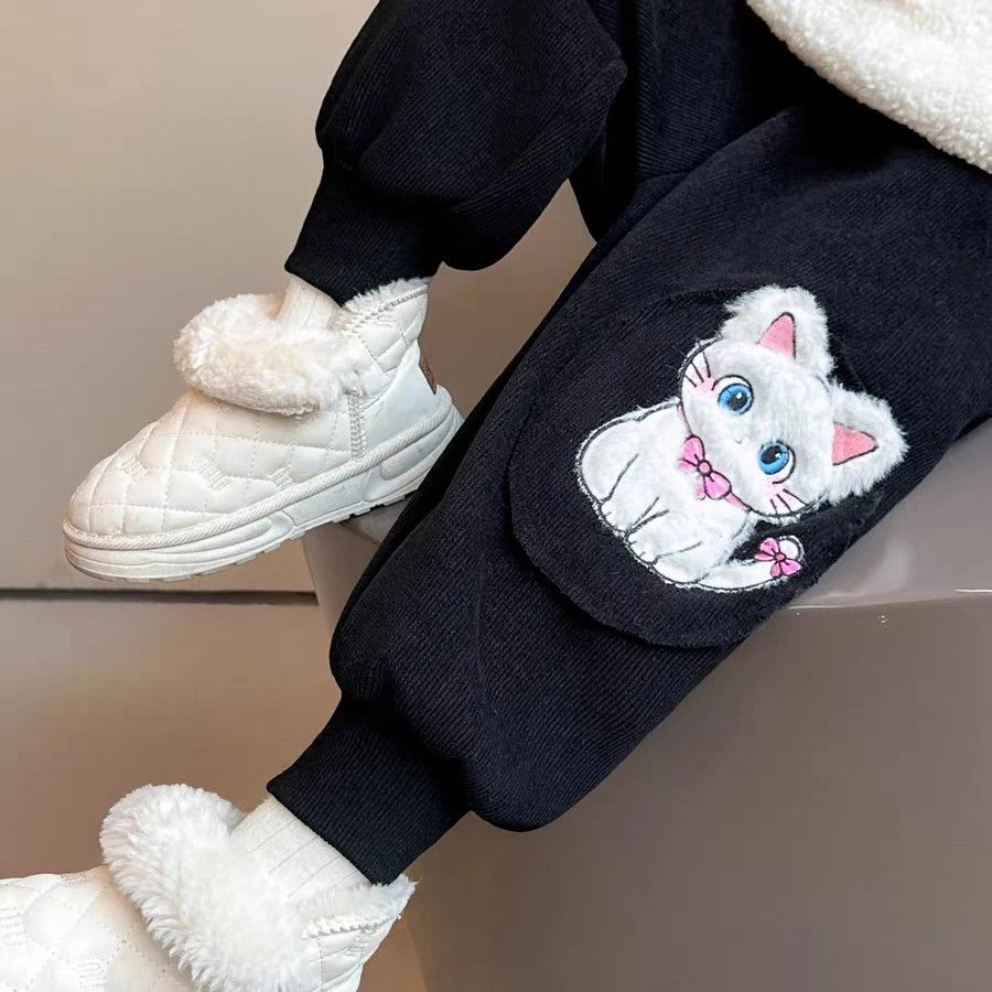 女童裤子秋冬新款2025新款洋气加绒加厚长裤宝宝秋冬季一体绒卫裤